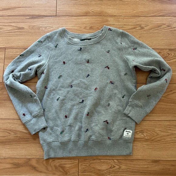 ⛷ Roots SKI Sweatshirt Womens XXS Crew Neck Long Sleeve Gray Pullover EEUC - Picture 1 of 5